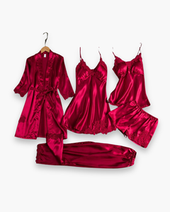 Damen Stilvolles Schlafanzug-Set | Komfortabel Pyjama in Rot