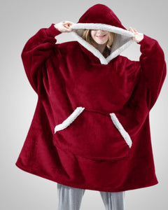 Susanne | Damen Kuschelige Oversized Kapuzendecke in Rot 1