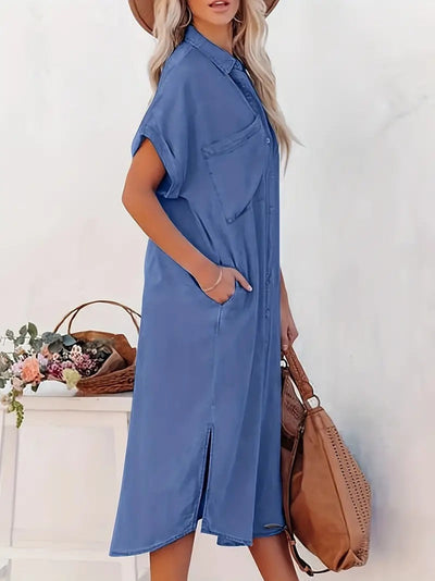 Lina - Denim Kleid - Fledermausärmel