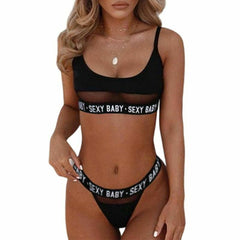 Kesia® | Offener Bikini mit Briefschlitz in Schwarz