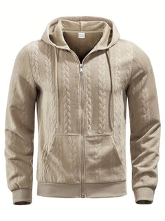 Philipp – Lässiger Kapuzenpullover Mit Reißverschluss Und Langen Ärmeln in Khaki