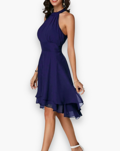 Damen Elegantes Rüschendes Kleid | Midi Festliches Kleid für Hochzeitsgast