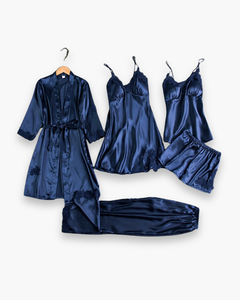 Damen Stilvolles Schlafanzug-Set | Komfortabel Pyjama in Blau