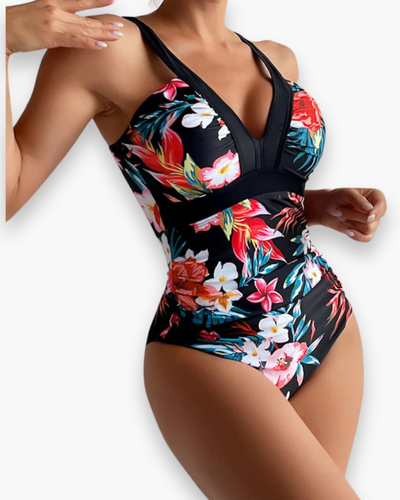 Damen Eleganter Blumenbadeanzug | Einteilig