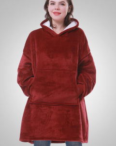 Susanne | Damen Kuschelige Oversized Kapuzendecke in Rot