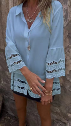 Miranda™ | Elegante Bluse im Ibiza-Stil in Hellblau
