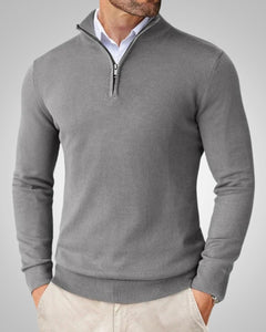 Kenneth | Herren Slim Fit Quarter-Zip Pullover in Dunkelgrau