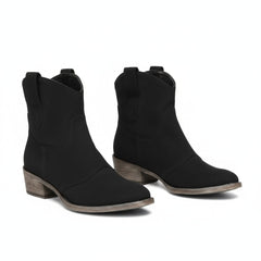 Sadie | Gepolstert Runde Spitze Cowboy-Stiefeletten in Schwarz