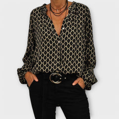 Zara - Stylische Bluse Mit V Ausschnitt Und Langen Ärmeln in Schwarz