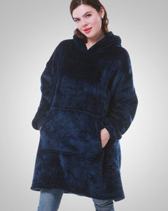 Susanne | Damen Kuschelige Oversized Kapuzendecke in Blau