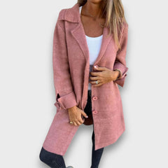 Mailara – Lässiger Mantel mit Reverskragen in Rosa