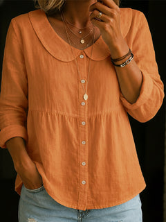 Arlira - Bluse mit Peter-Pan-Kragen aus weichgriffigem Leinen in Orange