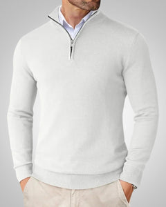 Kenneth | Herren Slim Fit Quarter-Zip Pullover in Weiß