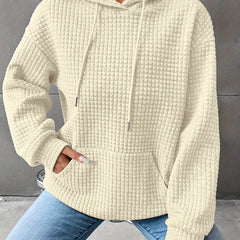 Léana™ | Texturiertes Kapuzen-Sweatshirt mit langen Ärmeln in Apricot
