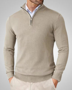 Kenneth | Herren Slim Fit Quarter-Zip Pullover in Beige