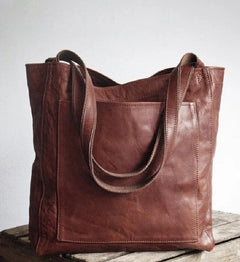 Elsbetha® | Klassische Leder Schultertasche in Dunkelbraun