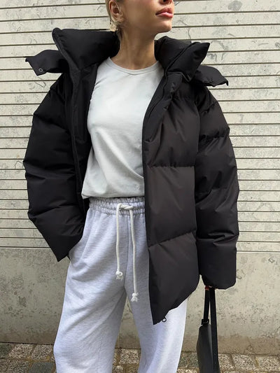 Puffer-Winterjacke mit Kapuze für Frauen
