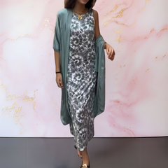 Mel | Elegantes Kleid mit Strickjacke in Blau