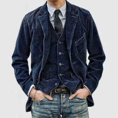 Andrei Cord-Jacke + Weste Set in Marineblau