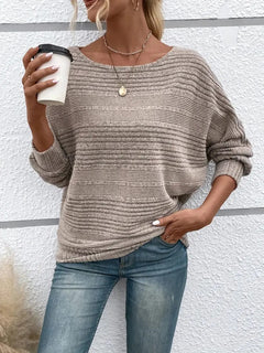 Josefine - Einfarbiges Sweatshirt - Weiten Ärmeln in Beige