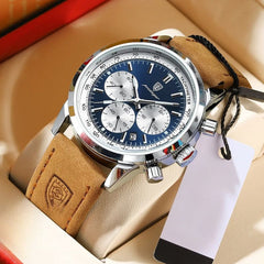 Elegante Luxus-Armbanduhr in Silber Blau