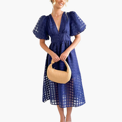 Elegantes Midikleid für Damen - Sommerliches Chic-Kleid in Marineblau