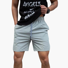 Herren Badeshorts mit Seitentaschen und elastischem Bund in Grau