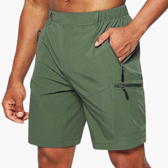 Herren Cargo Shorts mit Reißverschlusstaschen und Ripstop-Gewebe in Grün