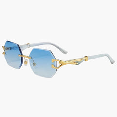 Damen Sonnenbrille mit UV400 Schutz und geometrischen Gläsern in Blau