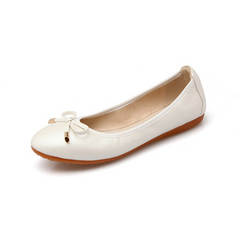 Melyssa - flache Damenschuhe mit Schleife in Weiß