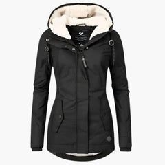 Gefütterte Winterjacke mit Kapuze für Herren in Schwarz