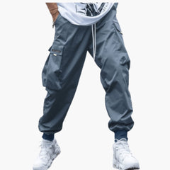 Herren-Cargo-Joggerhose mit Kordelzug und elastischen Bündchen in Blau