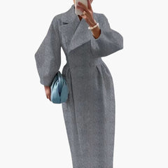Langer Trenchcoat mit Revers für Damen in Grau