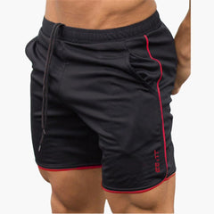 Sport Shorts für Herren – Fitness- und Laufbekleidung mit Taschen in Schwarz Rot
