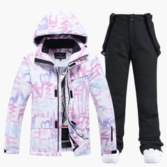 Zweiteiliger Skianzug für Damen in Lila / Schwarz