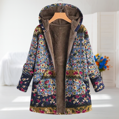 Amélia - Eleganter Mid-Season Mantel in Blau-Braun