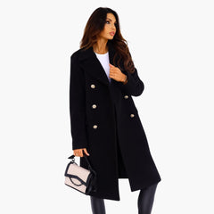 Lapel Collar Trenchcoat für Damen in Schwarz