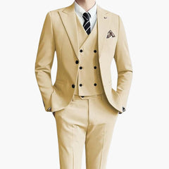Schmal geschnittener 3-teiliger Anzug - für Herren im Business in Beige