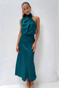 Marley - Elegantes Abendkleid aus Satin für Damen in Seeblau