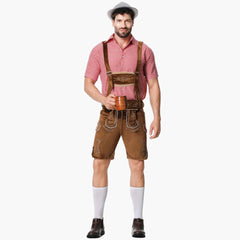 Besticktes Trachten Lederhosen Kostüm für Herren - Oktoberfest 2025 in Rosa