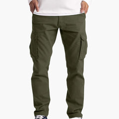 Herren Sommer Cargohose mit Taschen und verstellbarem Bund in Armeegrün