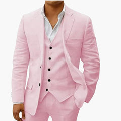 Herren Sommeranzug dreiteilig mit Weste Jacke und Hose in Rosa