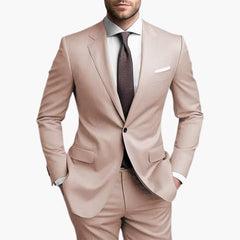 Herren Anzug Zweiteiler mit Reverskragen und schmaler Passform in Beige