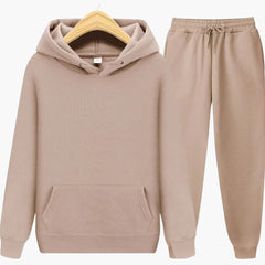 Herren Jogginganzug mit Kapuzenpullover und Bündchenhose in Khaki