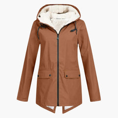 Wasserabweisender Trenchcoat mit Kapuze für Damen in Khaki