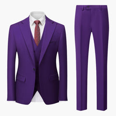 Eleganter Slim Fit Anzug - Herren 3-teilig für Business in Dunkelviolett