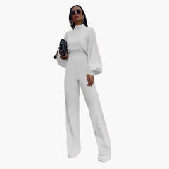 Eleganter Damen Jumpsuit - Bequemer Stil mit halbem Kragen in Weiß