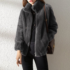 Damen Winterjacke mit Reißverschluss in Grau