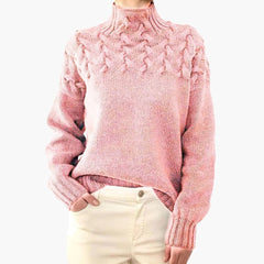 Rollkragen Strickpullover für Damen in Rosa