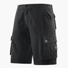 Herren Sommer Cargo-Shorts mit elastischem Bund und Taschen in Schwarz